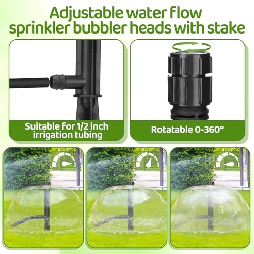 Geelin 12 Set 360° Sprinkler Heads with 11.8 Inch Stake Adjustable Flow Irrigation Spray Emitters for 1/2 Inch Irrigation Tubing for Tree, Shrubs, Garden Watering System(Style 1) - Image 3