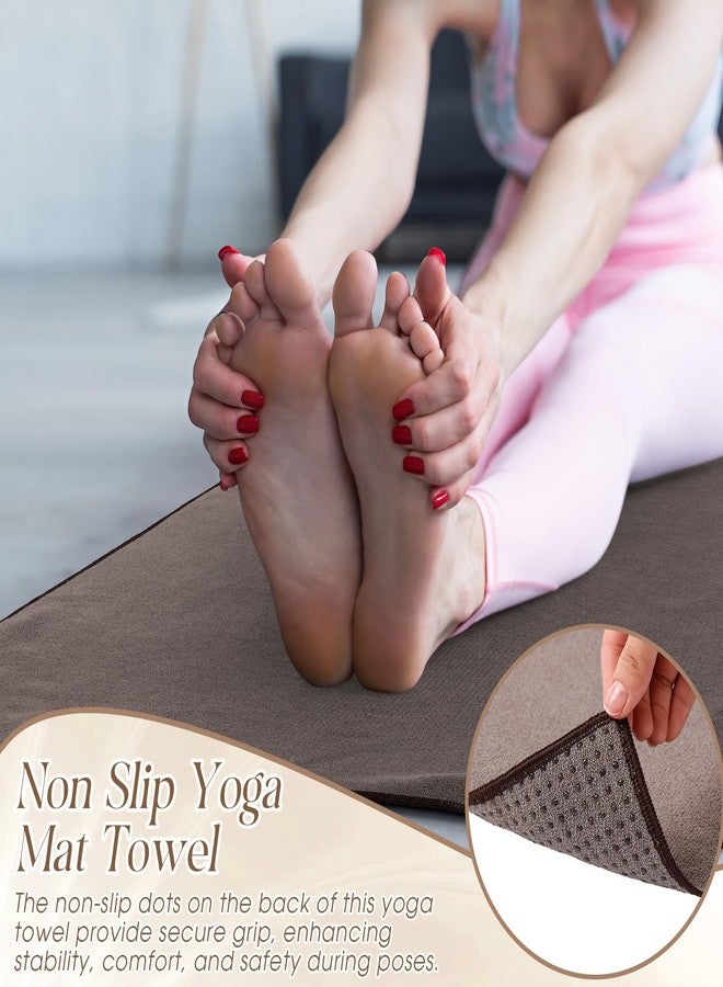 Hahafelt 3 Pack Hot Yoga Mat Towel Non Slip Microfiber Pilates Towel with Grip Dots & Elastic Straps, 72" x 26" Absorbent Sweat Anti-Slip Hot Yoga Gym Mat for Fitness Workout(Beige Dark Gray Coffee) - Image 5