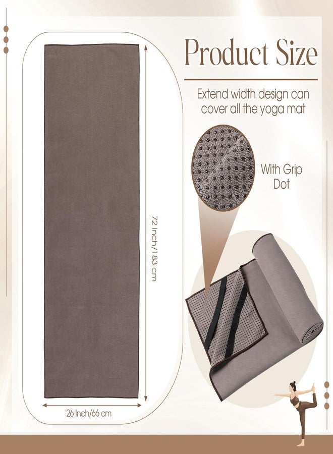 Hahafelt 3 Pack Hot Yoga Mat Towel Non Slip Microfiber Pilates Towel with Grip Dots & Elastic Straps, 72" x 26" Absorbent Sweat Anti-Slip Hot Yoga Gym Mat for Fitness Workout(Beige Dark Gray Coffee) - Image 3