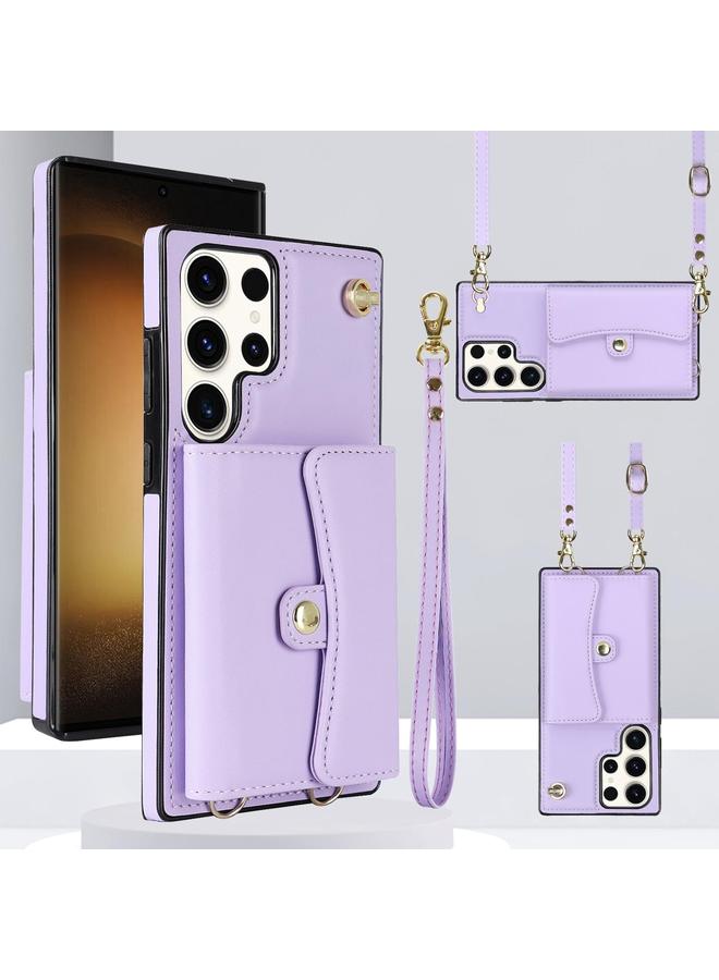 S-TOP Case For Samsung Galaxy S24 Ultra 5G RFID Card Slot Phone Case with Long Lanyard - Image 1