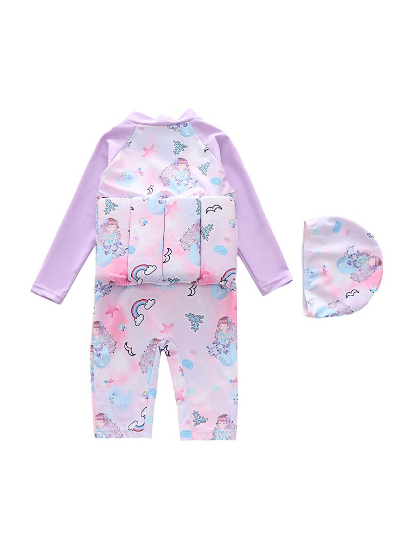 One-Piece Floatation Swimsuit Float Suit With Adjustable Buoyancy Bathing Suit Cartoon Short Sleeve Swimwear Jumpsuit Cartoon Swimsuit For Girls - Image 2