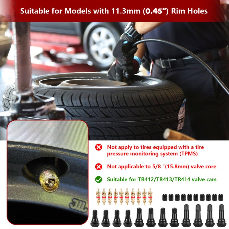 Lettry 38Pcs Quick Change Tire Valve Stem Core Tool Kit TR412 TR413 TR414 Valve Replacement Tools 8Way Valve Tool Set for Car ATV Truck Lawn Mower Small Trailer Fix Leaky Tire Valves - Image 4