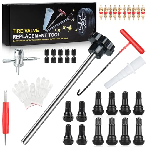 Lettry 38Pcs Quick Change Tire Valve Stem Core Tool Kit TR412 TR413 TR414 Valve Replacement Tools 8Way Valve Tool Set for Car ATV Truck Lawn Mower Small Trailer Fix Leaky Tire Valves - Image 1
