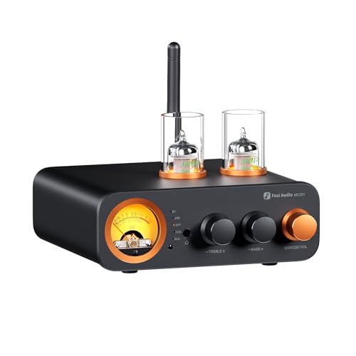 Fosi Audio MC331 Tube Integrated Amplifier with DAC 2 Channel Home Audio Stereo Power Amp for HiFi Bookshelf Speakers35mm Headphones Vintage VU Meter Preamp with Bluetooth and USBOptCoaxRCA - Image 1