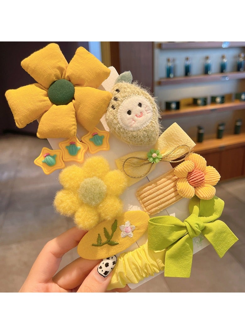 Folanry 16 Pcs Children knitted hairpin, Cute Crown Flower Hair Clips, Bow Hairpins,Fully Lined Barrettes, Small Clips Hair Accessories for Girls(Yellow and Pink) - Image 3