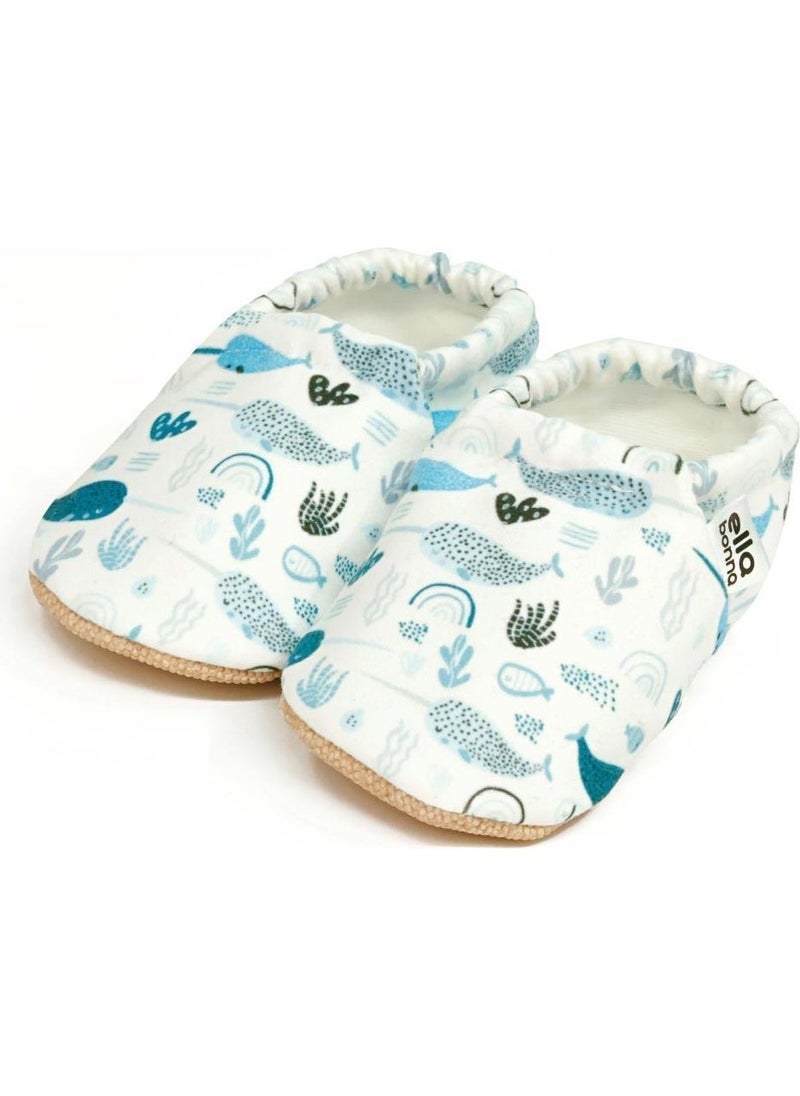 Ella Bonna Patterned Baby Booties, Non-Slip Sole, Home Nursery Shoes Slippers, Swordfish  - Image 5
