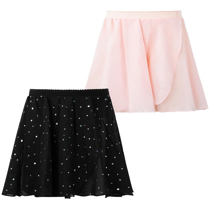 Gogokids Girls Dance Ballet Skirt, Chiffon Tutu Skirts Fluffy Ballet Dress for 3-11 Years Girls Black-Pink - Image 1