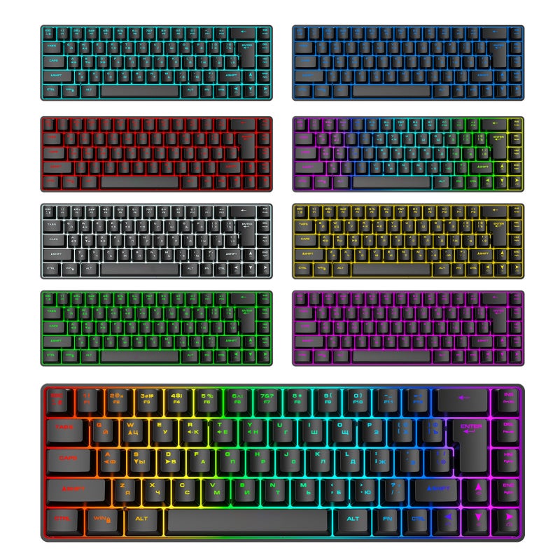 لوحة مفاتي ميكانيكية مصممة بإضاءة خلفية RGB: تصميم مضغوط أسود من 68 مفتاحًا - متانة 10 ملايين ضغطة مفتاح، استجابة سريعة، لوحة مفاتي موصولة بسيارة USB-C مريحة للاستخدام للألعاب والمكاتب والأجهزة المكتبية والأجهزة المحمولة - Image 5