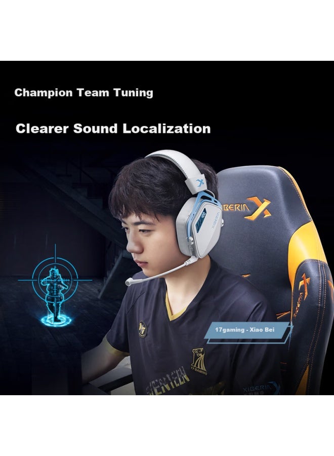 Xiberia K03s Quad-mode Smart Display Gaming Headset Over-ear Esports Delta Tuned Sound Positioning Gem Blue Top1 - Image 1