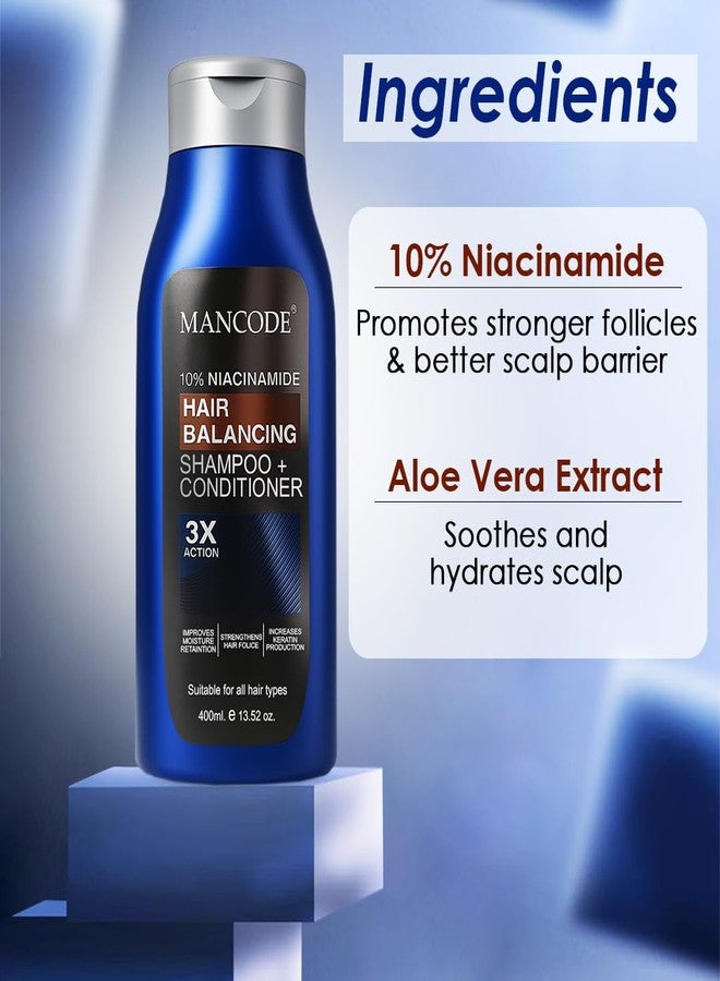 MAN CODE Mancode Hair Balancing Shampoo + Conditioner | Dual Action Formula for Oil Control, Strength & Shine | 400ml | For Men & Women | Reduces Hair Fall & Dandruff - Image 2