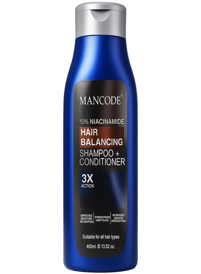 MAN CODE Mancode Hair Balancing Shampoo + Conditioner | Dual Action Formula for Oil Control, Strength & Shine | 400ml | For Men & Women | Reduces Hair Fall & Dandruff - Image 1