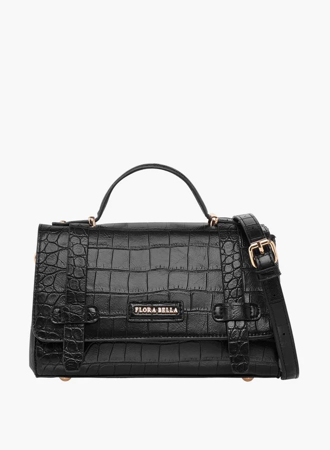 Flora Bella By Shoexpress Textured Crossbody Bag with Detachable Strap and Flap Closure