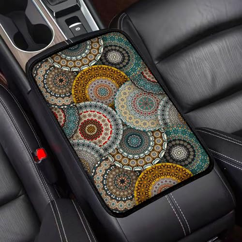 Mokiwala Bohemian Universal Armrest Cover Pad Car Center Console Cushion Pad Protect from Pet Claws Dirt and Sticky Fingers Comfortable Car Decor Accessories Fit for Most Cars Vehicles SUVs - Image 1