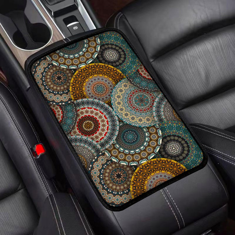 Mokiwala Bohemian Universal Armrest Cover Pad Car Center Console Cushion Pad Protect from Pet Claws Dirt and Sticky Fingers Comfortable Car Decor Accessories Fit for Most Cars Vehicles SUVs - Image 3