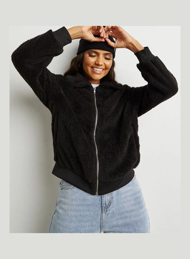 Styli Teddy Fur Zip Closure Jacket