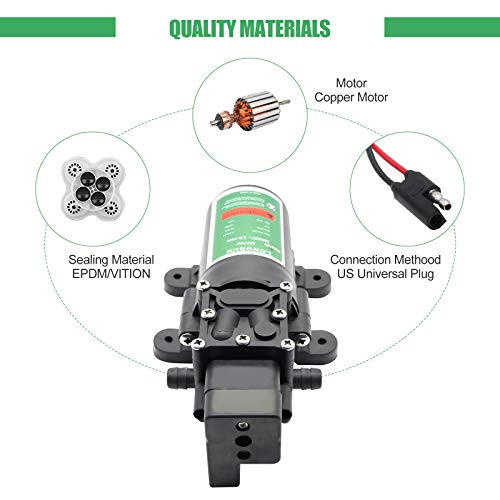 LONGRUN Fresh Water Pump 12V DC Diaphragm Pump with Adjustable Pressure Switch 6L/Min 1.56GPM Self Priming Sprayer Pump with 2 Hose Clamps 100PSI Agriculture Pump for RV Camper Marine Boat Garden Lawn - Image 3