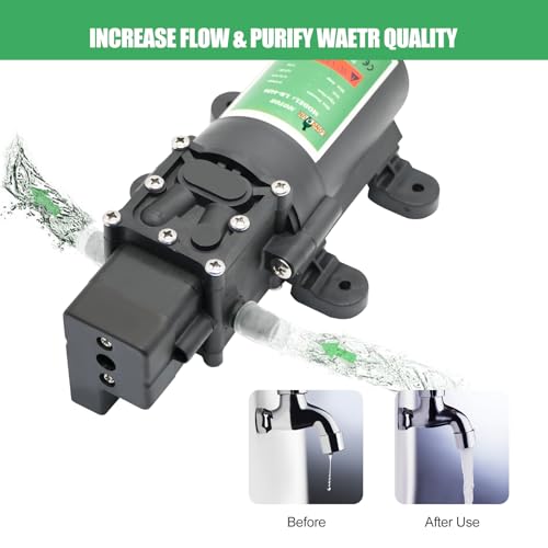 LONGRUN Fresh Water Pump 12V DC Diaphragm Pump with Adjustable Pressure Switch 6L/Min 1.56GPM Self Priming Sprayer Pump with 2 Hose Clamps 100PSI Agriculture Pump for RV Camper Marine Boat Garden Lawn - Image 5