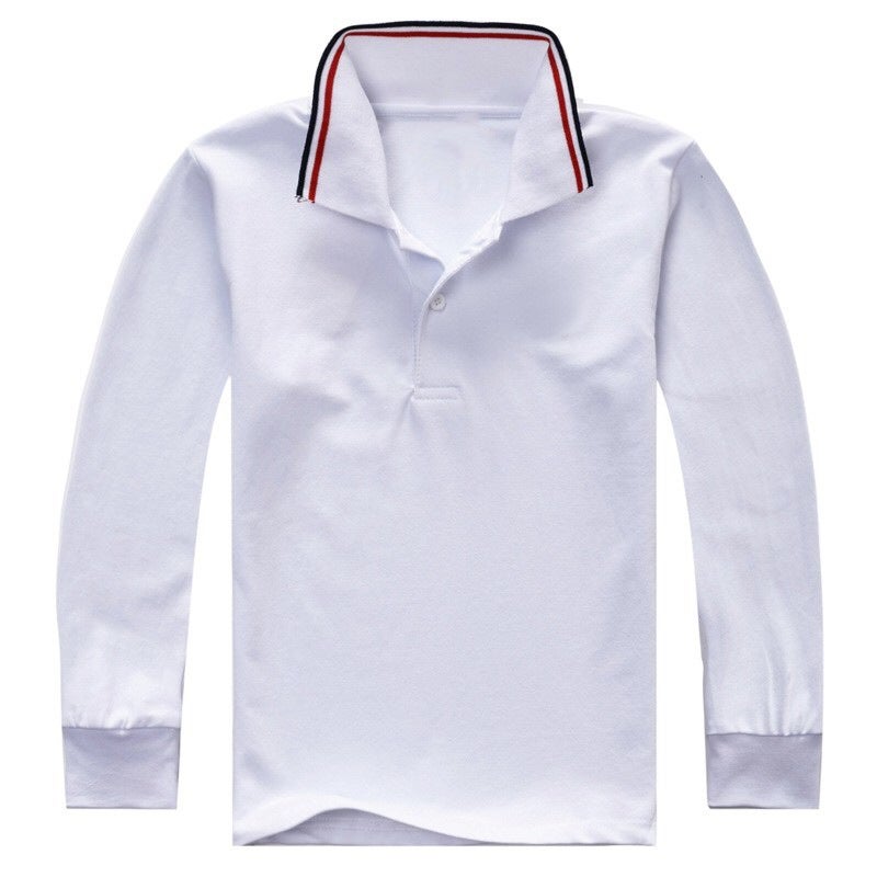 Boys' Children'S Long-Sleeved T-Shirt Cotton Baby'S Autumn Girl'S Lapel Thickened White Base Polo Shirt - Image 4