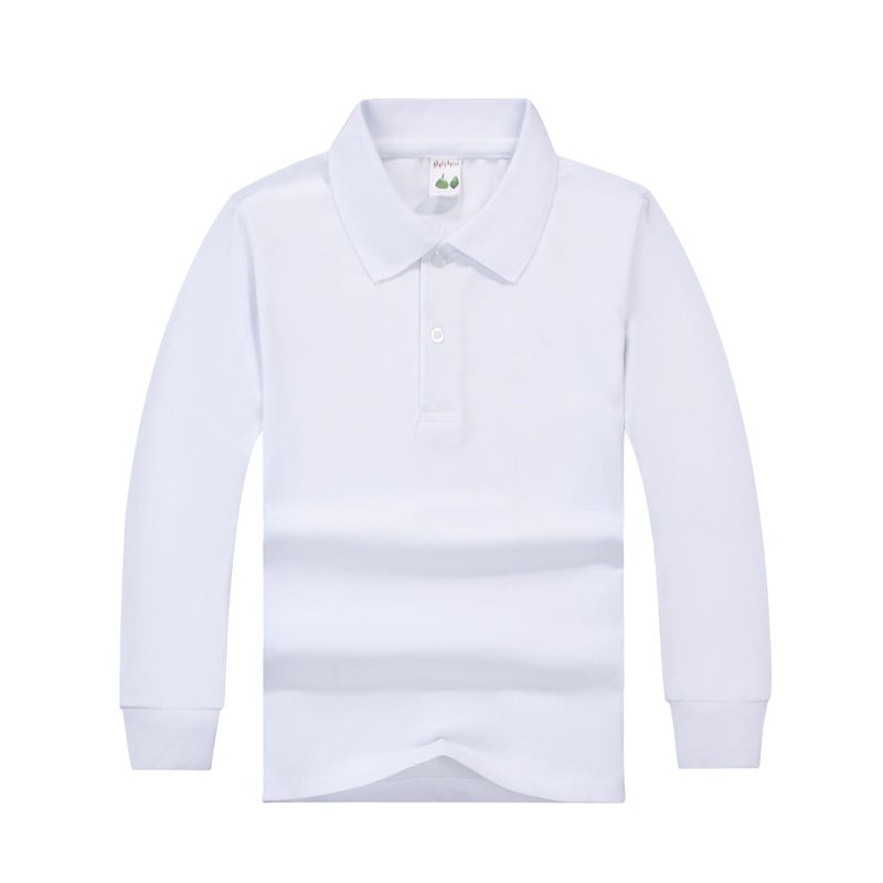Boys' Children'S Long-Sleeved T-Shirt Cotton Baby'S Autumn Girl'S Lapel Thickened White Base Polo Shirt - Image 3