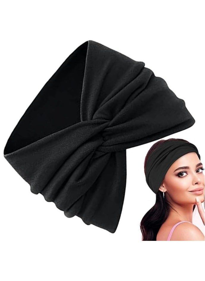Generic Wide Headbands for Women, Extra Large Headband, Twist Knot Hair Accessories(Black)  - Image 2