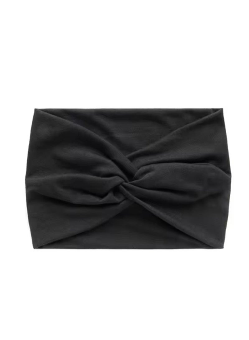 عصابة رأس عريضة للنساء، عصابة رأس كبيرة جدًا، إكسسوارات شعر بعقدة ملتوية (اسود) - Image 4