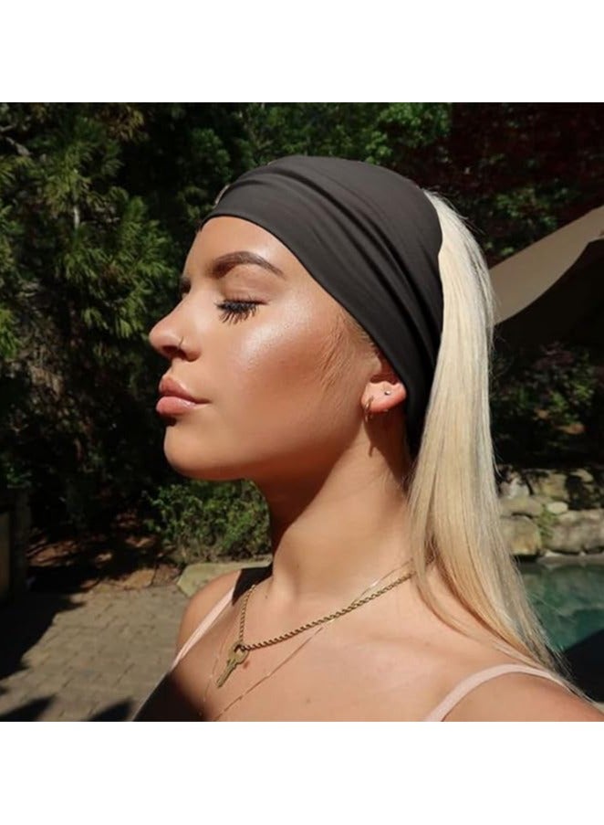 عصابة رأس عريضة للنساء، عصابة رأس كبيرة جدًا، إكسسوارات شعر بعقدة ملتوية (اسود) - Image 1