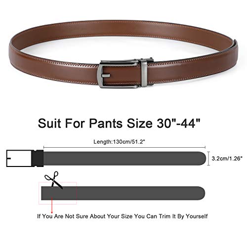 WERFORU Leather Ratchet Dress Belt for Men Perfect Fit Waist Size Up to 50 Inches with Automatic Buckle，Suit Pant Size 30-44 Inches, 04style 4 - Wine Brown - Image 5