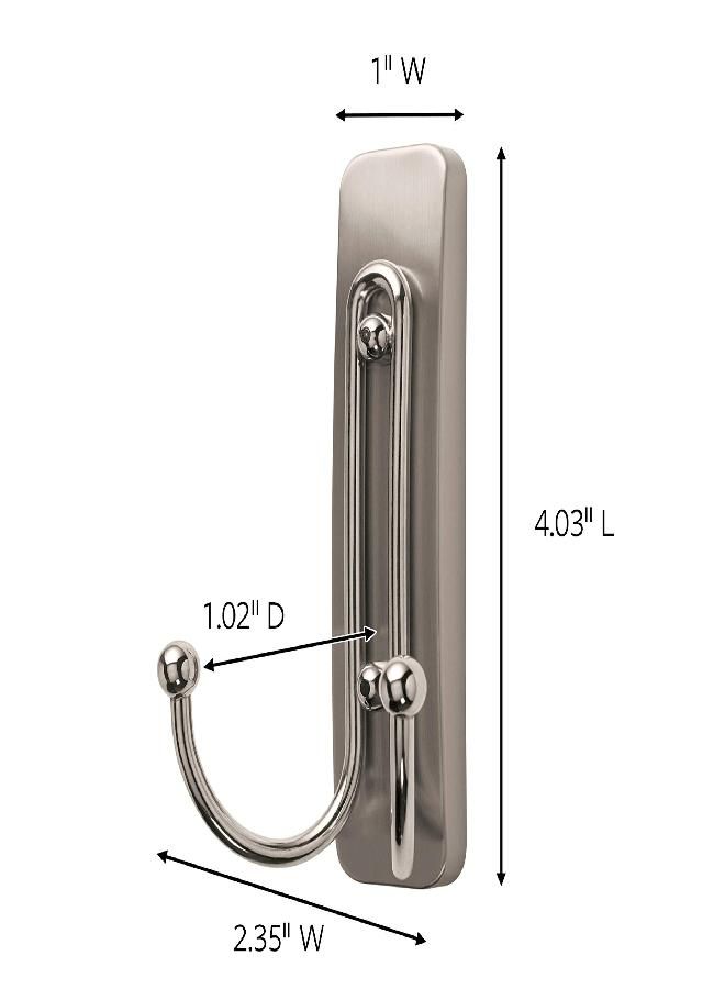 Command Command Large Double Bathroom Wall Hook, Damage Free Hanging Bath Hook with Adhesive Strip, Double Hook for Hanging Bath Towels, 1 Satin Nickel Colored Wall Hook and 1 Water-Resistant Command Strip, 0 - Image 1