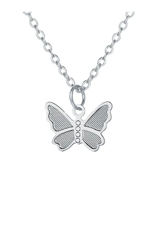 Unique women necklace with butterfly stars design modern women accessory silver color - Image 2