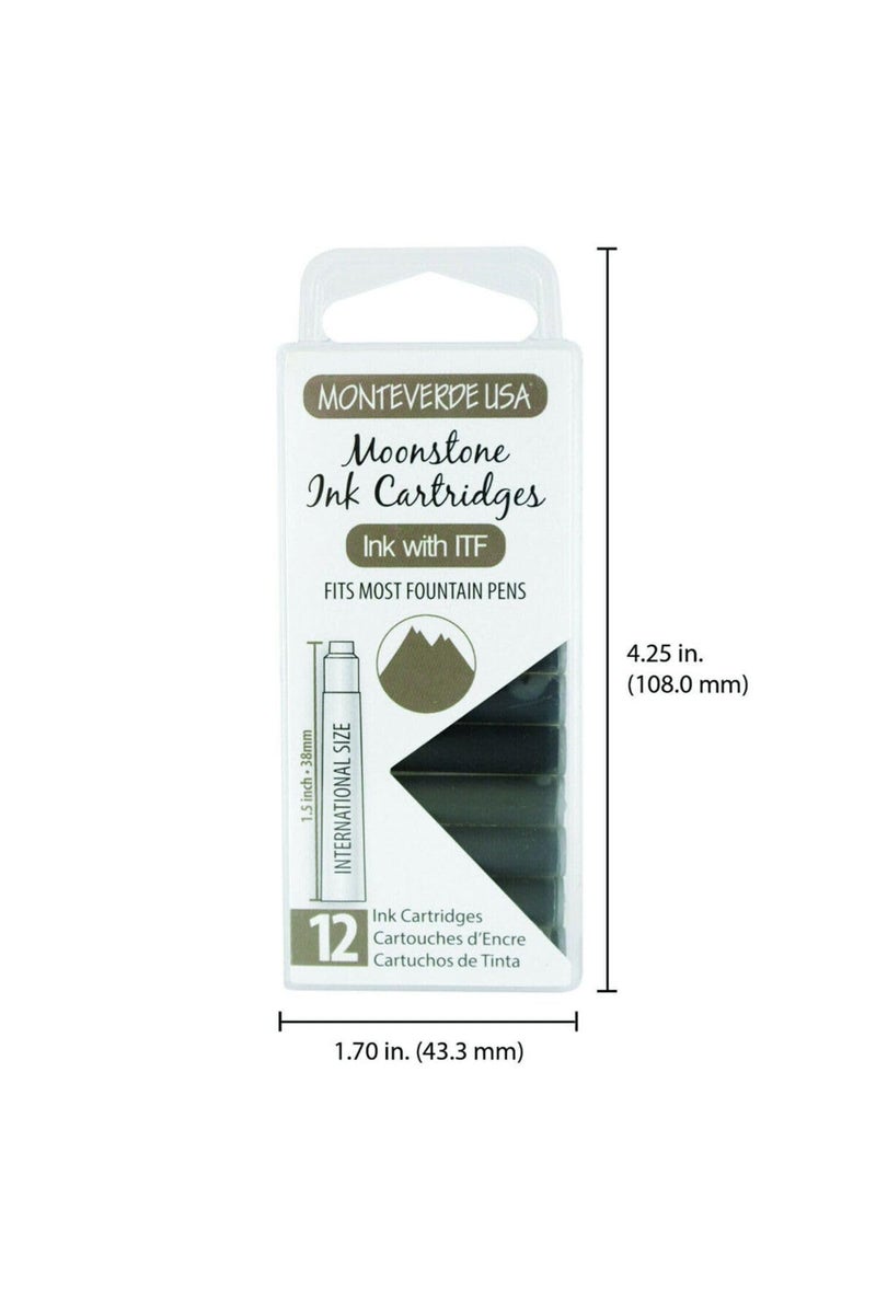 Monteverde USA International Standard Ink Cartridges - Moonstone - Subtle and Sophisticated Writing Ink, Compatible with Most Fountain Pens, 12-Pack Box - Image 4