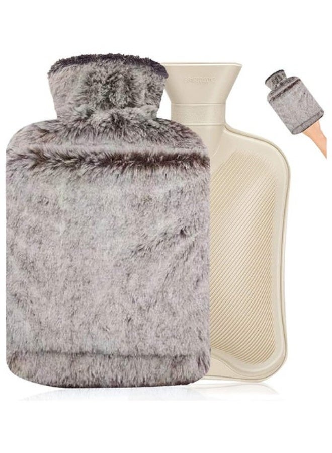 Arabest زجاجة ماء ساخن، زجاجة ماء ساخن مطاطية لتخفيف الألم، كيس ماء ساخن للتقلصات، دافئ سرير لليدين والقدمين والخصر - Image 1