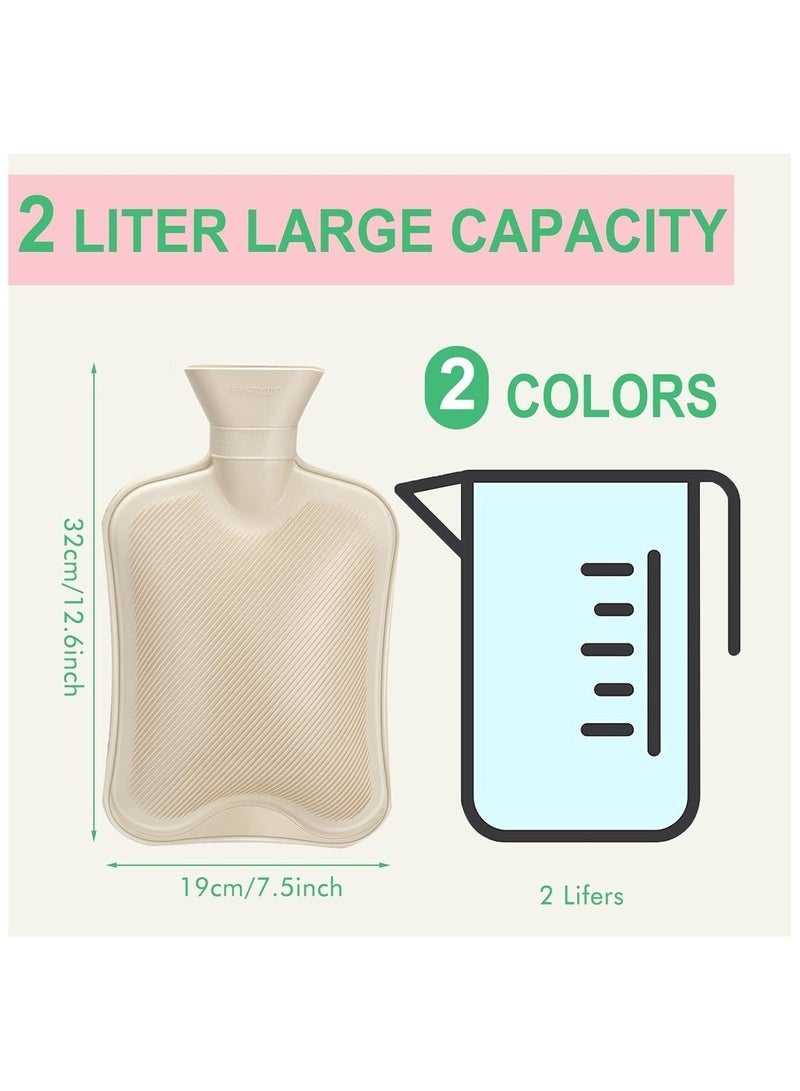 Arabest زجاجة ماء ساخن، زجاجة ماء ساخن مطاطية لتخفيف الألم، كيس ماء ساخن للتقلصات، دافئ سرير لليدين والقدمين والخصر - Image 4