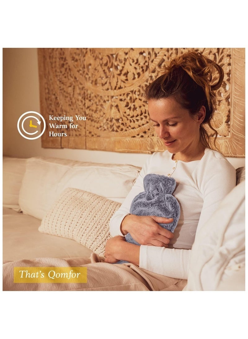 Arabest زجاجة ماء ساخن، زجاجة ماء ساخن مطاطية لتخفيف الألم، كيس ماء ساخن للتقلصات، دافئ سرير لليدين والقدمين والخصر - Image 2