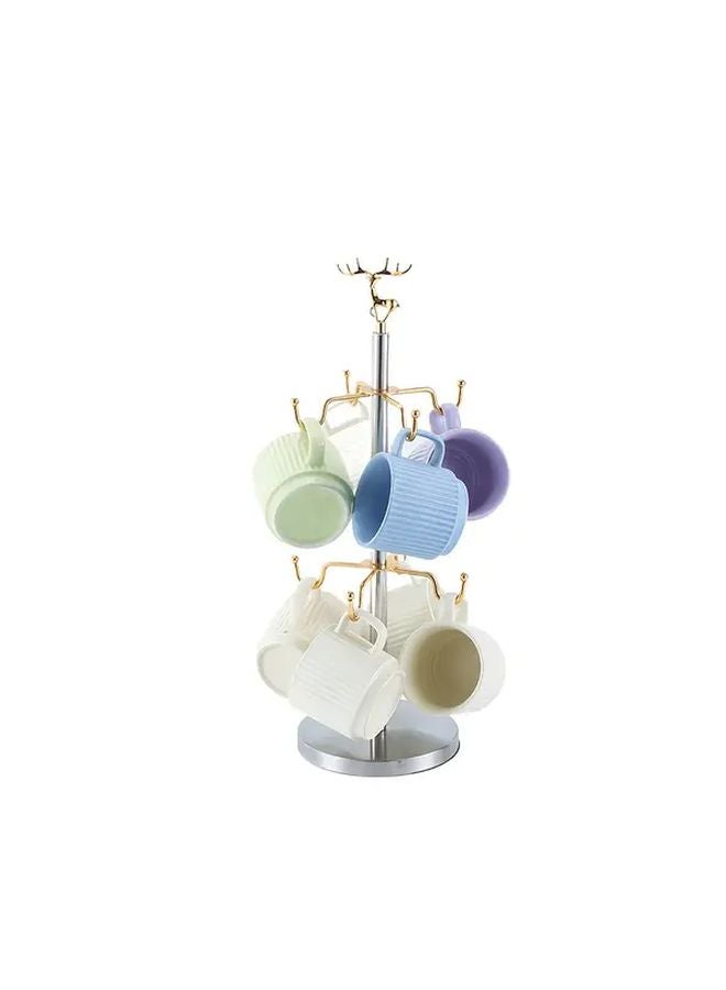 نموذج B من الفولاذ المقاوم للصدأ حامل 8 أكواب قاعدة مقاومة للانزلاق خطافات ذهبية الطرف منظِّم رأسي - Image 2