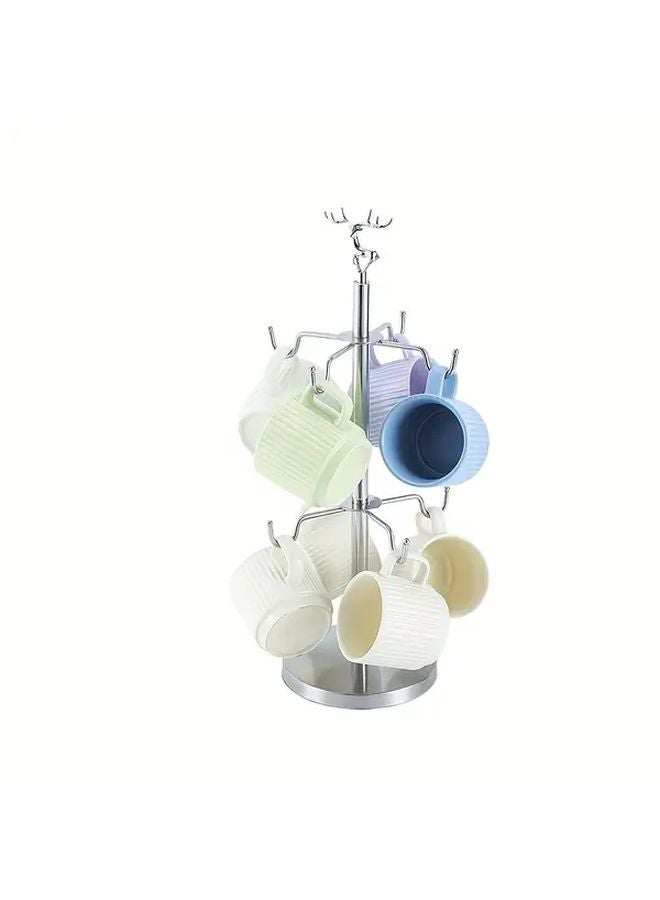 نموذج B من الفولاذ المقاوم للصدأ حامل 8 أكواب قاعدة مقاومة للانزلاق خطافات ذهبية الطرف منظِّم رأسي - Image 5