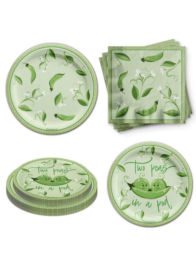Birthday Galore Birthday Galore Two Peas in a Pod Twins Baby Shower Party Tableware Set Includes Plates Napkins | Kit for 24  - Image 1