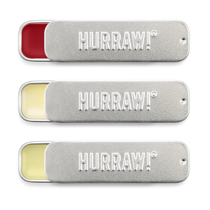 Hurraw Black Cherry Tinted Unscented Moon Night Treatment Lip Balm Slim Slider Tins 3 Pack Bundle Organic Certified Vegan and Cruelty Free All Natural Bee Shea Soy  Palm Free Made in USA