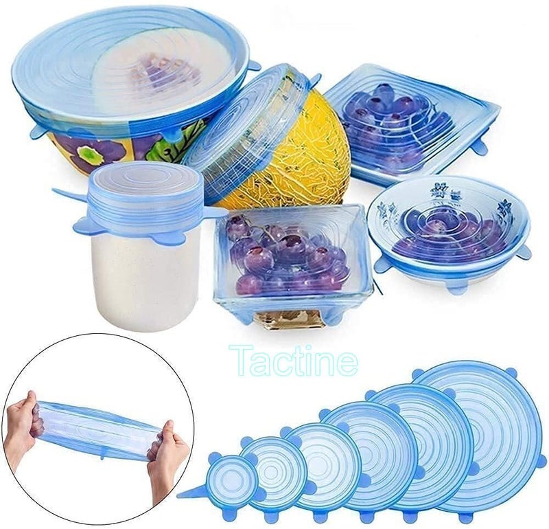 Tactine Silicone Lids Microwave Safe Silicone Stretch Lids Reuseable Flexible Covers For Rectangle, Round, Square Bowls, Dishes, Plates, Cans, Jars, Glassware, Mugs (Free Size_Multicolor) (Set Of 6) - Image 2