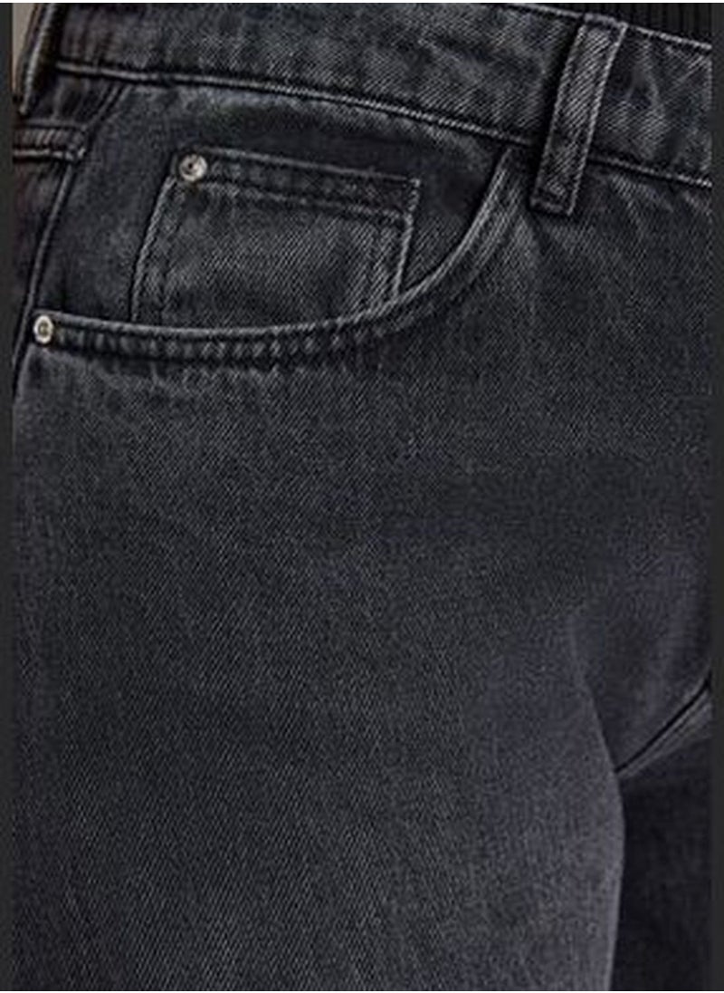 trendyol Gray High Waist Stitching Detail Culotte Fit Jeans TBBSS23CJ00015  - Image 5
