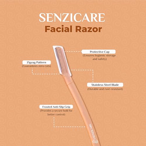 Senzicare Reusable Face Razor for Women Facial Hair- 3 Razors | Painless Hair Removal | For Eyebrows, Upper Lip, Forehead, Peach Fuzz, Chin and Sideburns (Pack Of 3) - Image 3