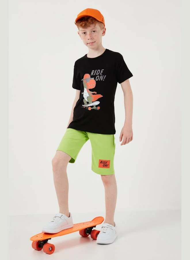 Lela Lela Cotton Regular Fit Crew Neck Shorts Bottom-Top Set Boy SET 6212014