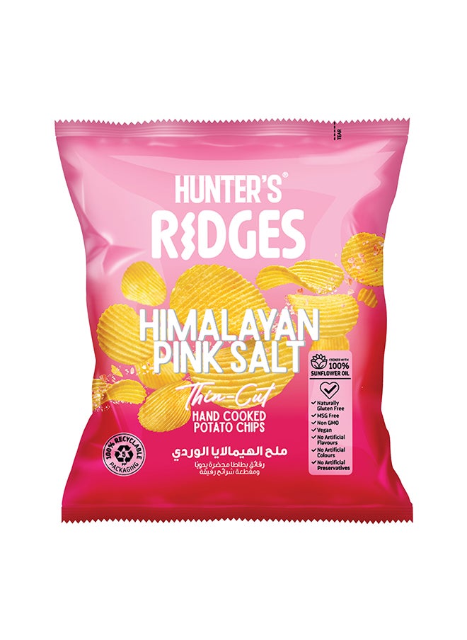 Hunter's Gourmet Ridges Thin – Cut Hand Cooked Potato Chips – Himalayan Pink Salt 40g  - Image 1