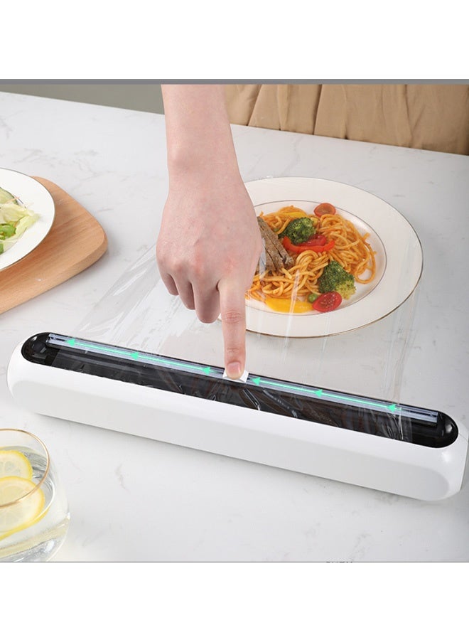 JCB CHIC موزع ورق التغليف اللاصق مع القاطع، موزع أغلفة الطعام البلاستيكية القابلة لإعادة الاستخدام، موزع أغلفة الطعام البلاستيكية القابلة لإعادة الاستخدام، صندوق تخزين وتقطيع ورق التغليف اللاصق للمطبخ - Image 1