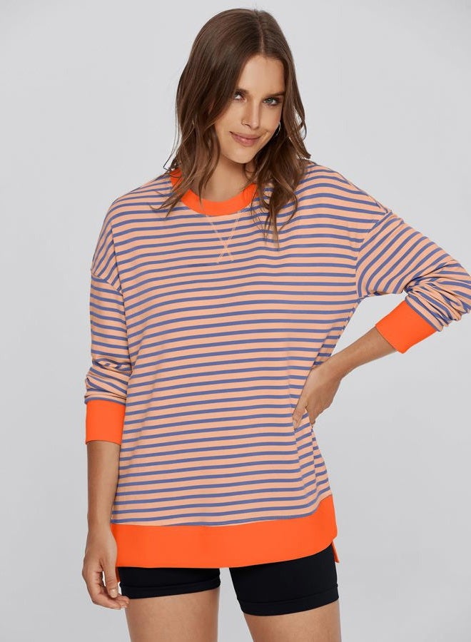 Glamaker Women's Long Sleeve Crewneck Sweatshirt Air Essentials Soft Loose Pullover Sweatshirts, B-pink Orange, M - Image 2