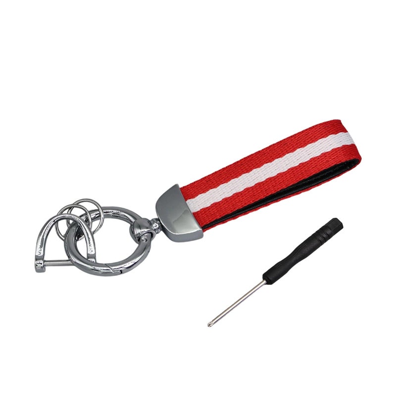 Double Layer Striped Keychain with Rings for Car and Home Keys Sturdy Multi Color Design - Image 2