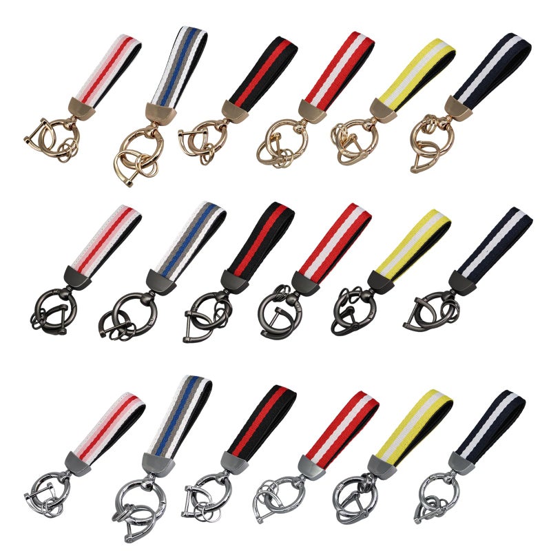 Double Layer Striped Keychain with Rings for Car and Home Keys Sturdy Multi Color Design - Image 5