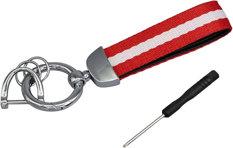 Double Layer Striped Keychain with Rings for Car and Home Keys Sturdy Multi Color Design - Image 1
