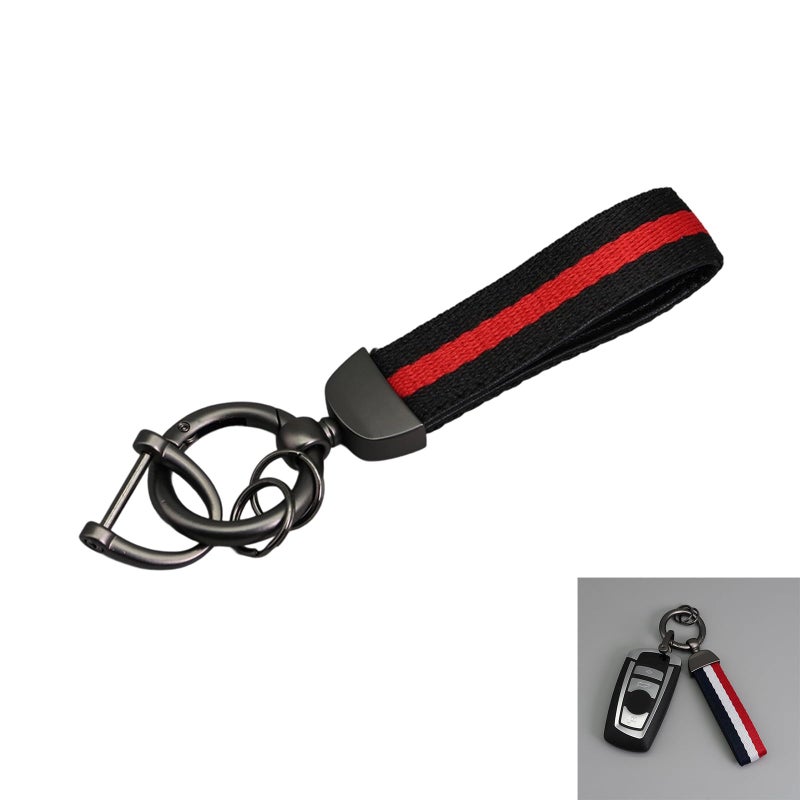 Double Layer Striped Keychain with Rings for Car and Home Keys Sturdy Multi Color Design - Image 3