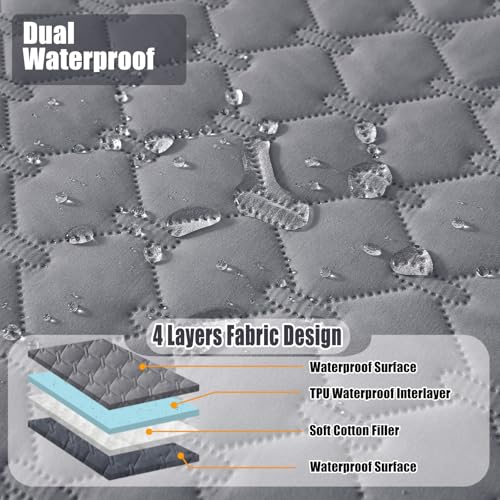 Smiry Waterproof Dog Bed Cover Blanket Soft Reversible Pet Blanket Washable Leakproof Cats Dogs Couch Cover for Sofa Couch Furniture 30x70 Inch GreyDark Grey - Image 3