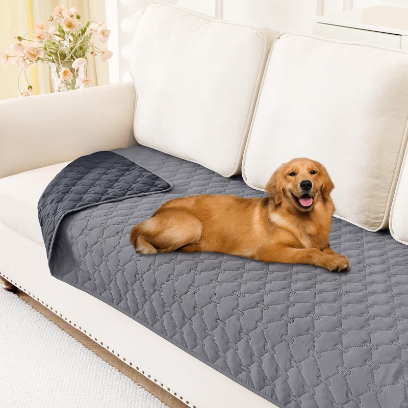 Smiry Waterproof Dog Bed Cover Blanket Soft Reversible Pet Blanket Washable Leakproof Cats Dogs Couch Cover for Sofa Couch Furniture 30x70 Inch GreyDark Grey - Image 2